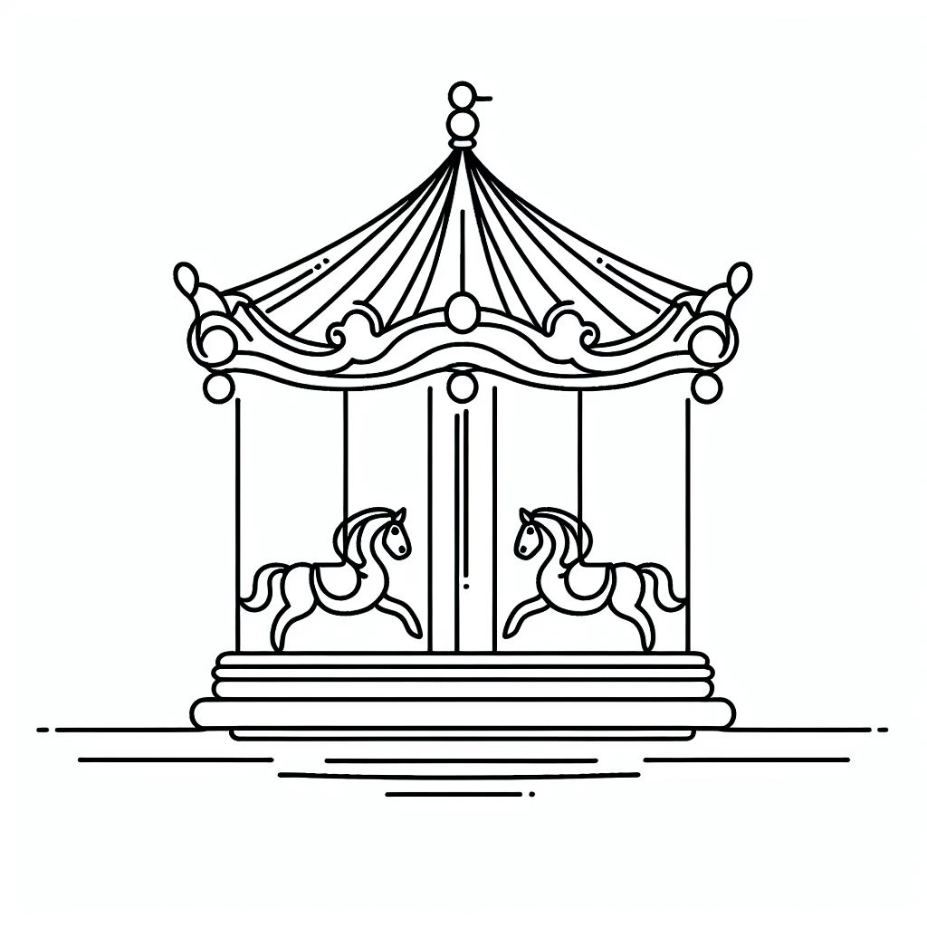 Merry-Go-Round Carousel 🎠 Coloring Page