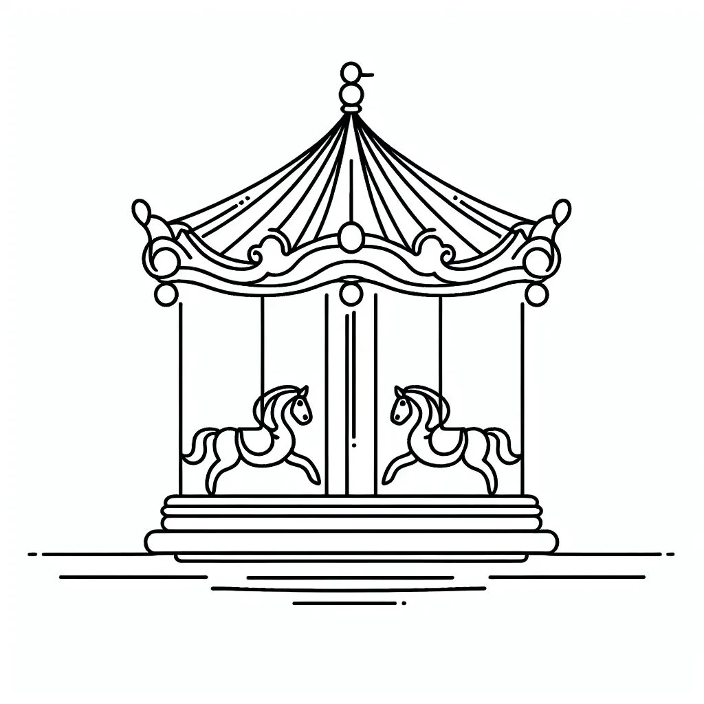 Merry-Go-Round Carousel 🎠 Coloring Page