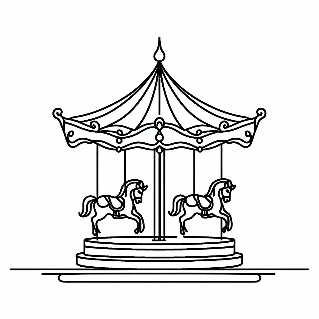 Merry-Go-Round Carousel 🎠 Coloring Page