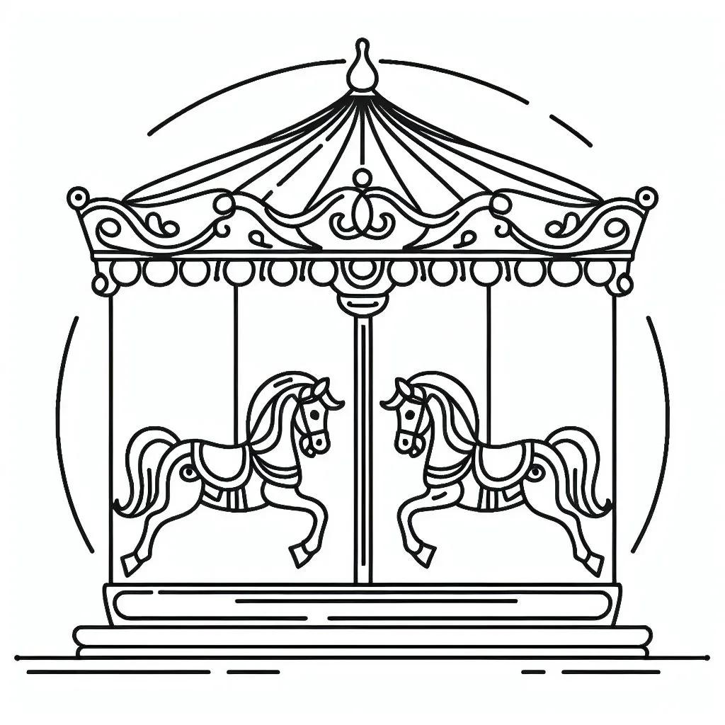Merry-Go-Round Carousel 🎠 Coloring Page