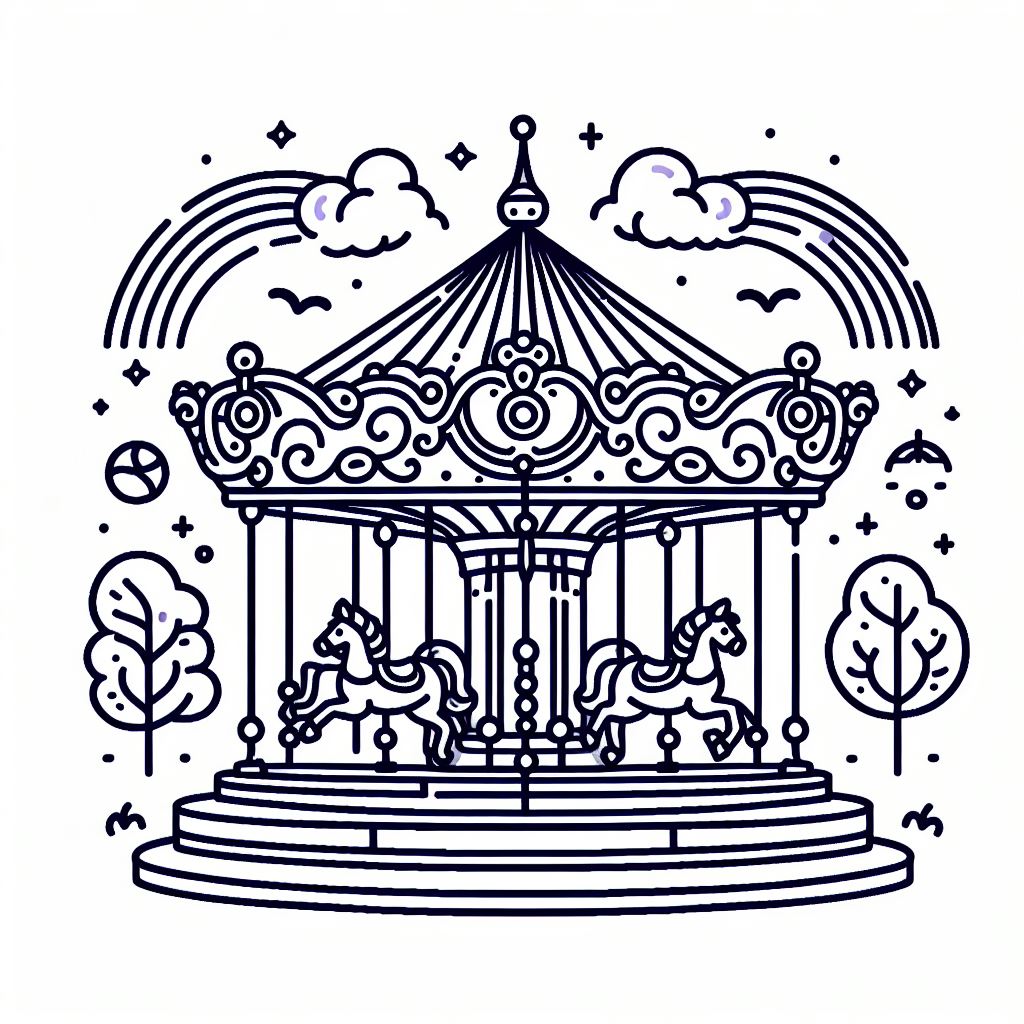 Merry-Go-Round Carousel 🎠 Coloring Page