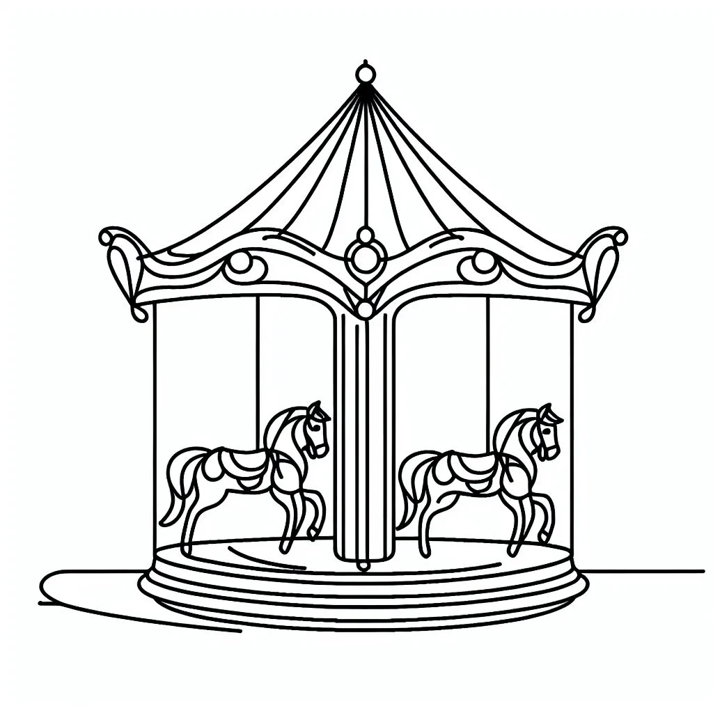 Merry-Go-Round Carousel 🎠 Coloring Page
