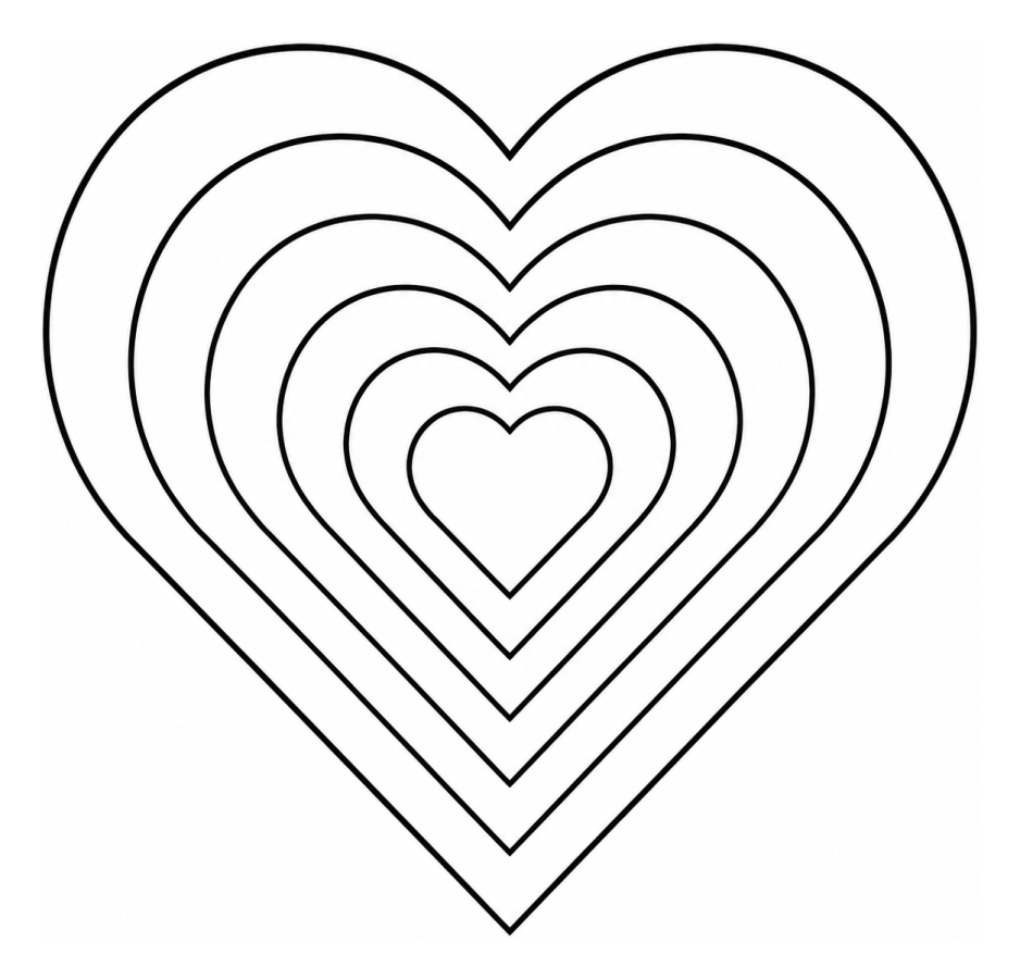 Nested Hearts with Layered Design ❤️✨💖 Coloring Page