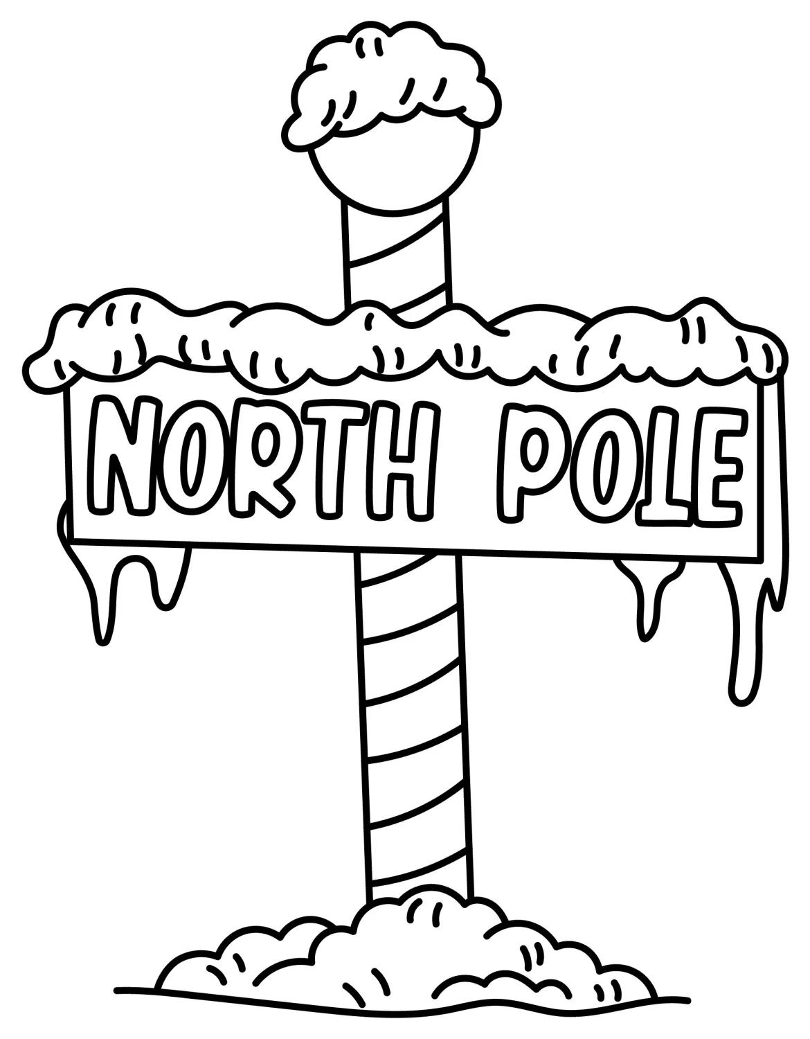 North Pole Sign ❄️🎅🍬 Coloring Page