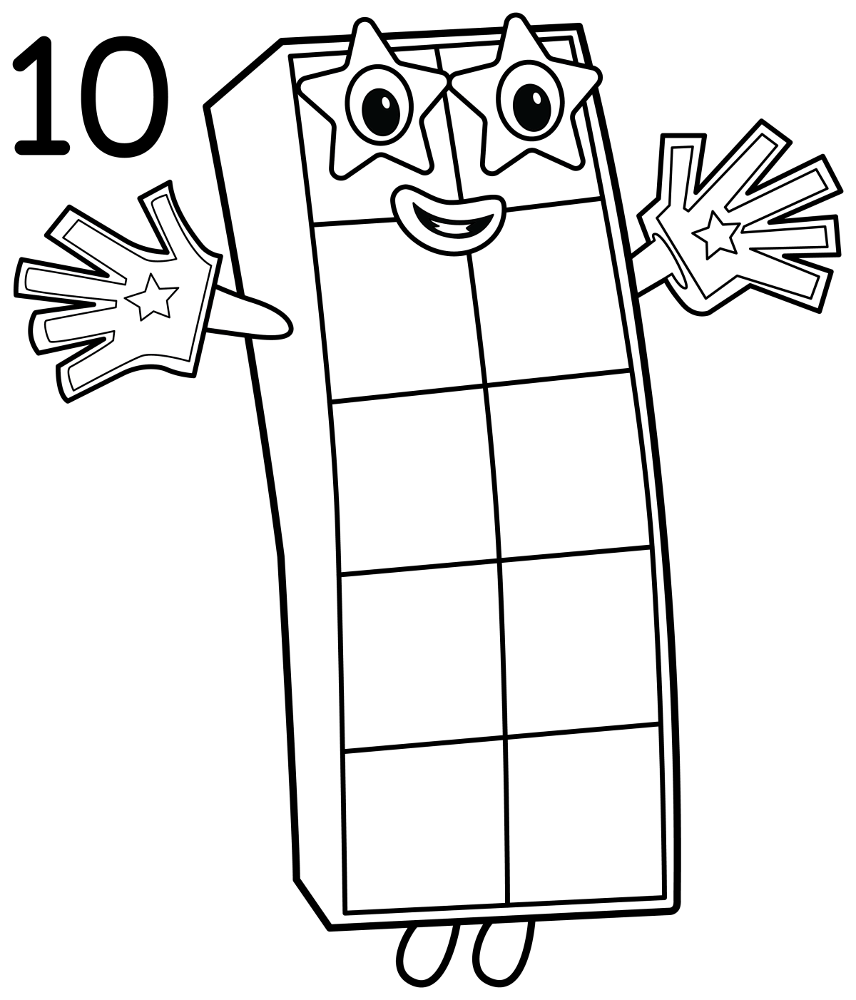 Numberblock 10, the kind and smart leader of the Numberblocks! 🌟🔢 Coloring Page