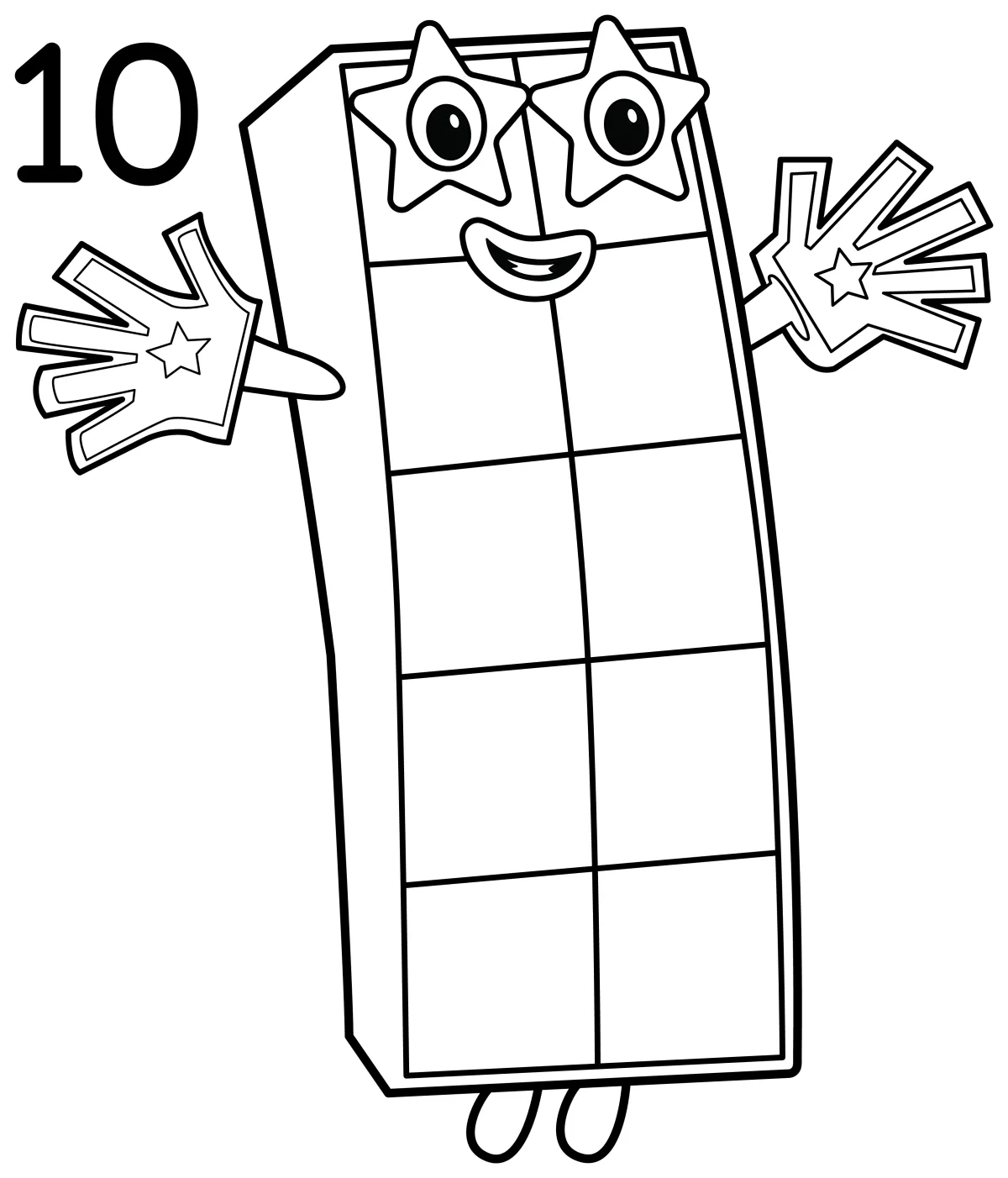 Numberblock 10, the kind and smart leader of the Numberblocks! 🌟🔢 Coloring Page