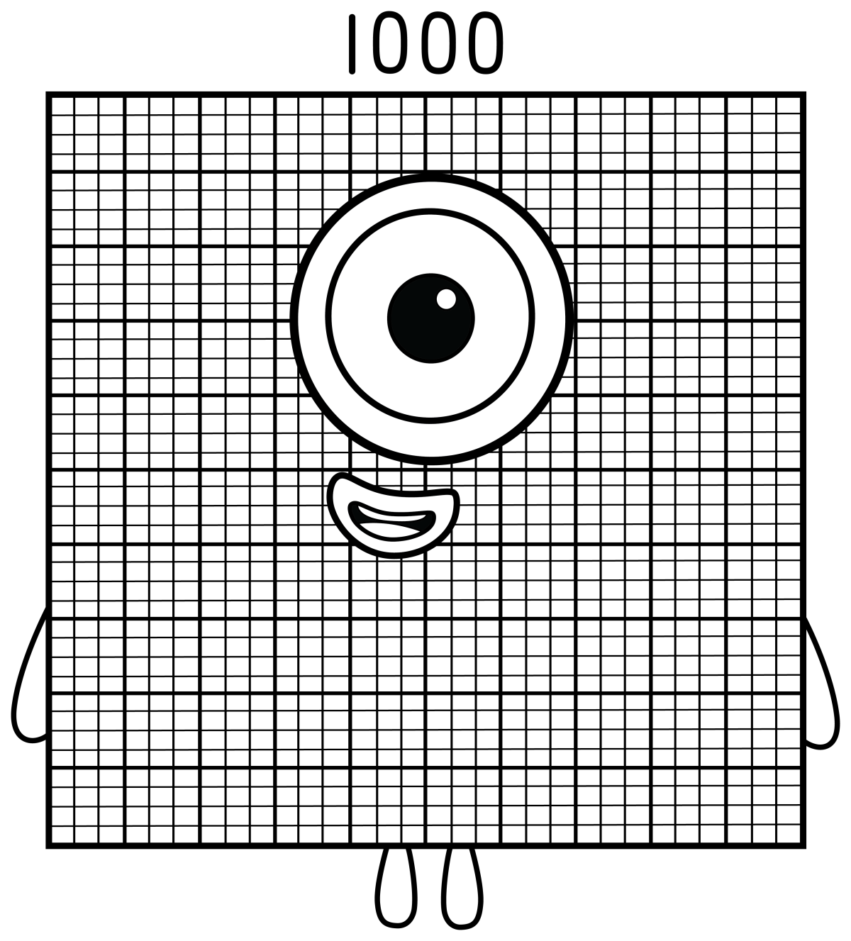 Numberblock 1000: A Milestone in Math Learning 🧠🔢🎉 Coloring Page