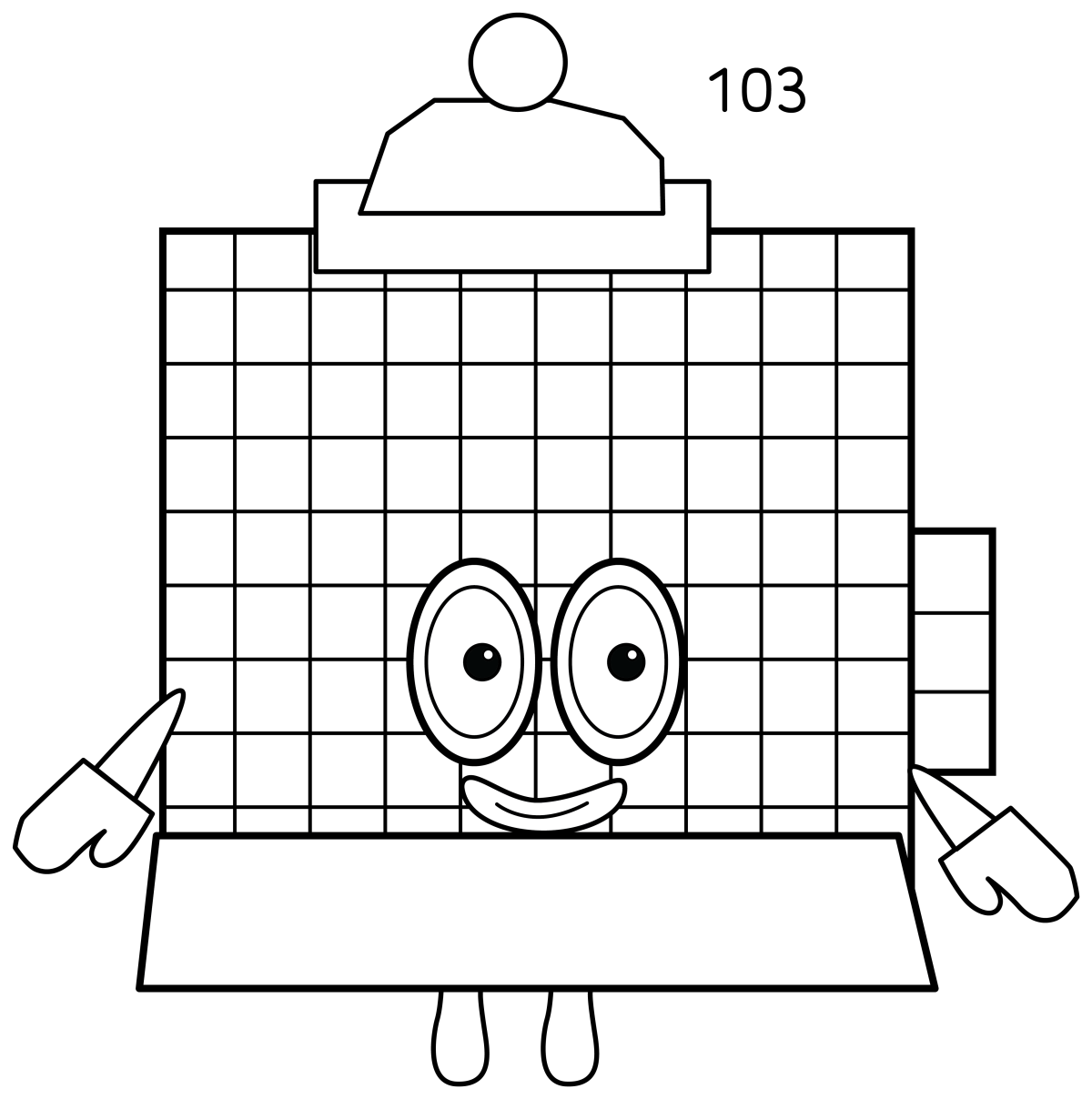 Numberblock 103: The Powerful Number Castle 🏰🔢👑 Coloring Page