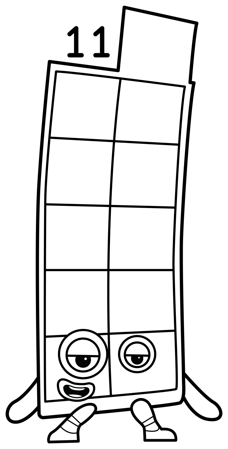 Numberblock 11, the energetic football-loving teen number! ⚽🔢😃 Coloring Page