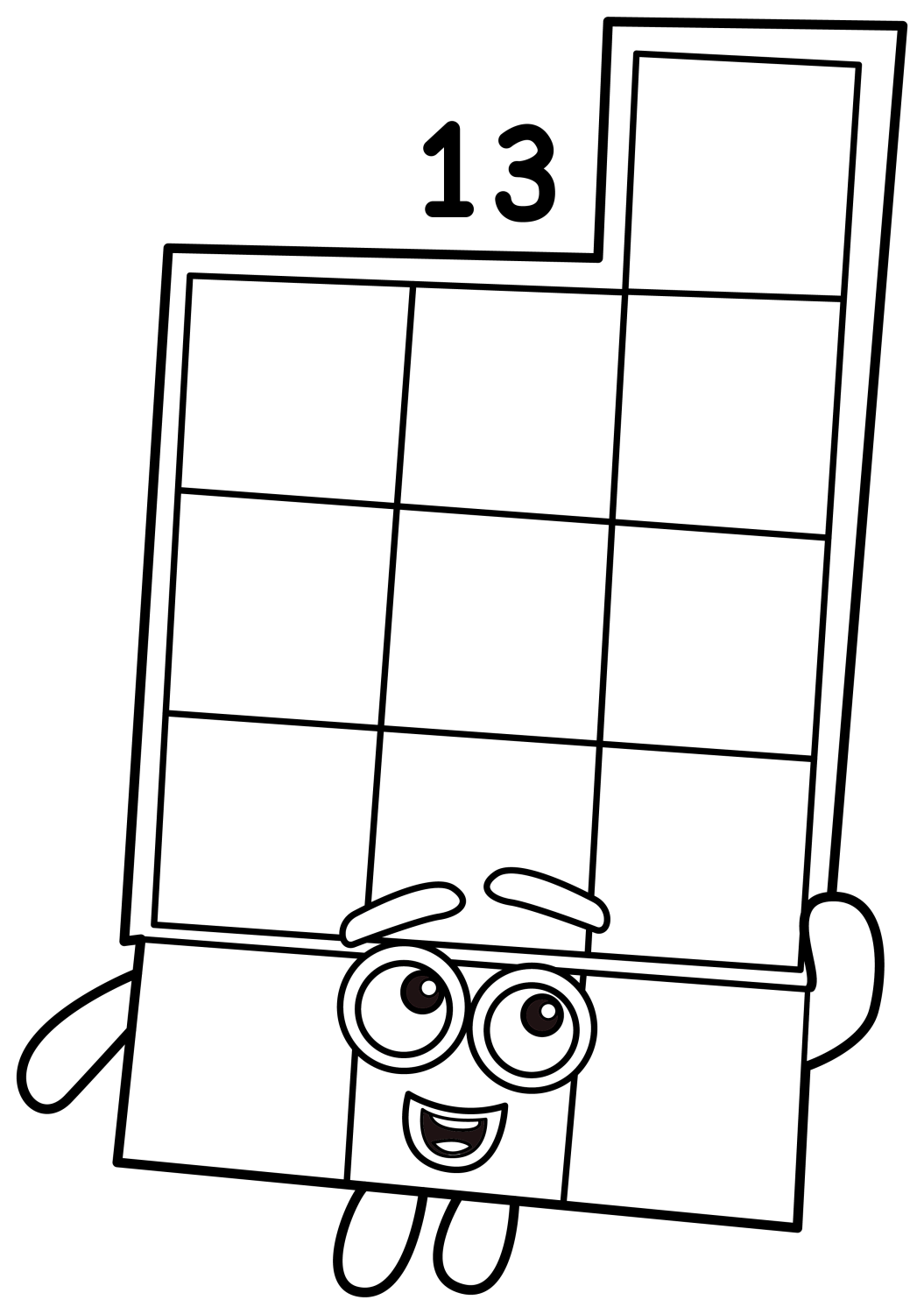 Numberblock 13, the unlucky teen Numberblock who falls apart into Ten and Three 😊💥🔢 Coloring Page