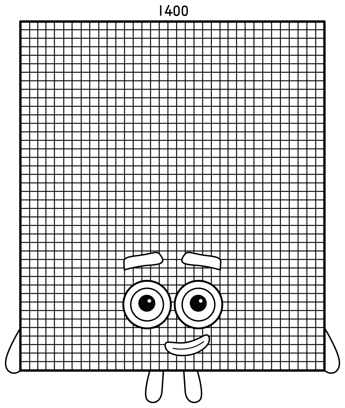 Numberblock 1400: Tall Red Number with Green Stripe 🔢📊 Coloring Page