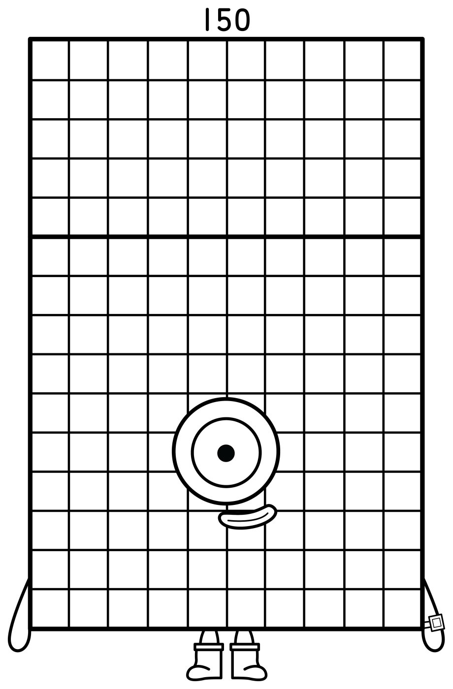 Numberblock 150: Friendly Giant with Blue Top and Pink Body 🧡🔢😊 Coloring Page