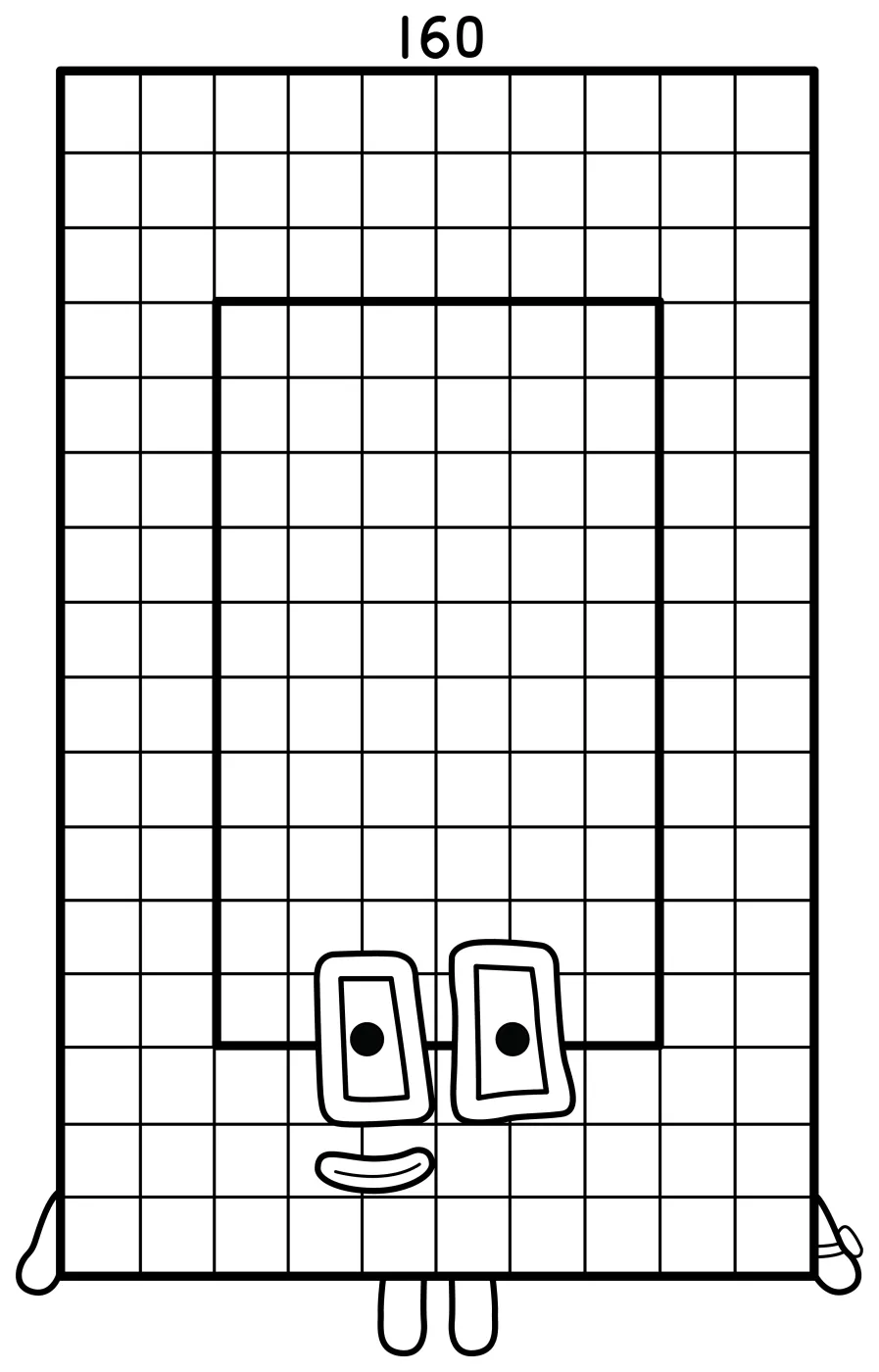 Numberblock 160: The Friendly Math Castle with a Calm Face 🏰🔢😊 Coloring Page