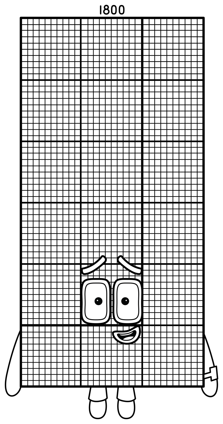 Numberblock 1800: The Giant Red and Pink Math Skyscraper 🏢🔢 Coloring Page
