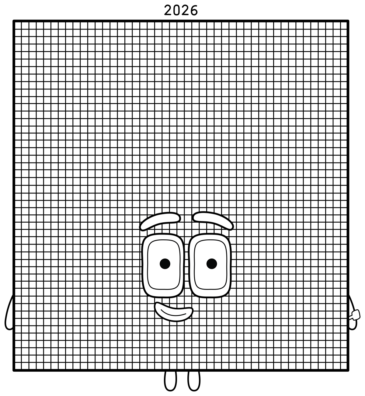 Numberblock 2026 with a friendly face and a cheerful smile 🔢😊 Coloring Page