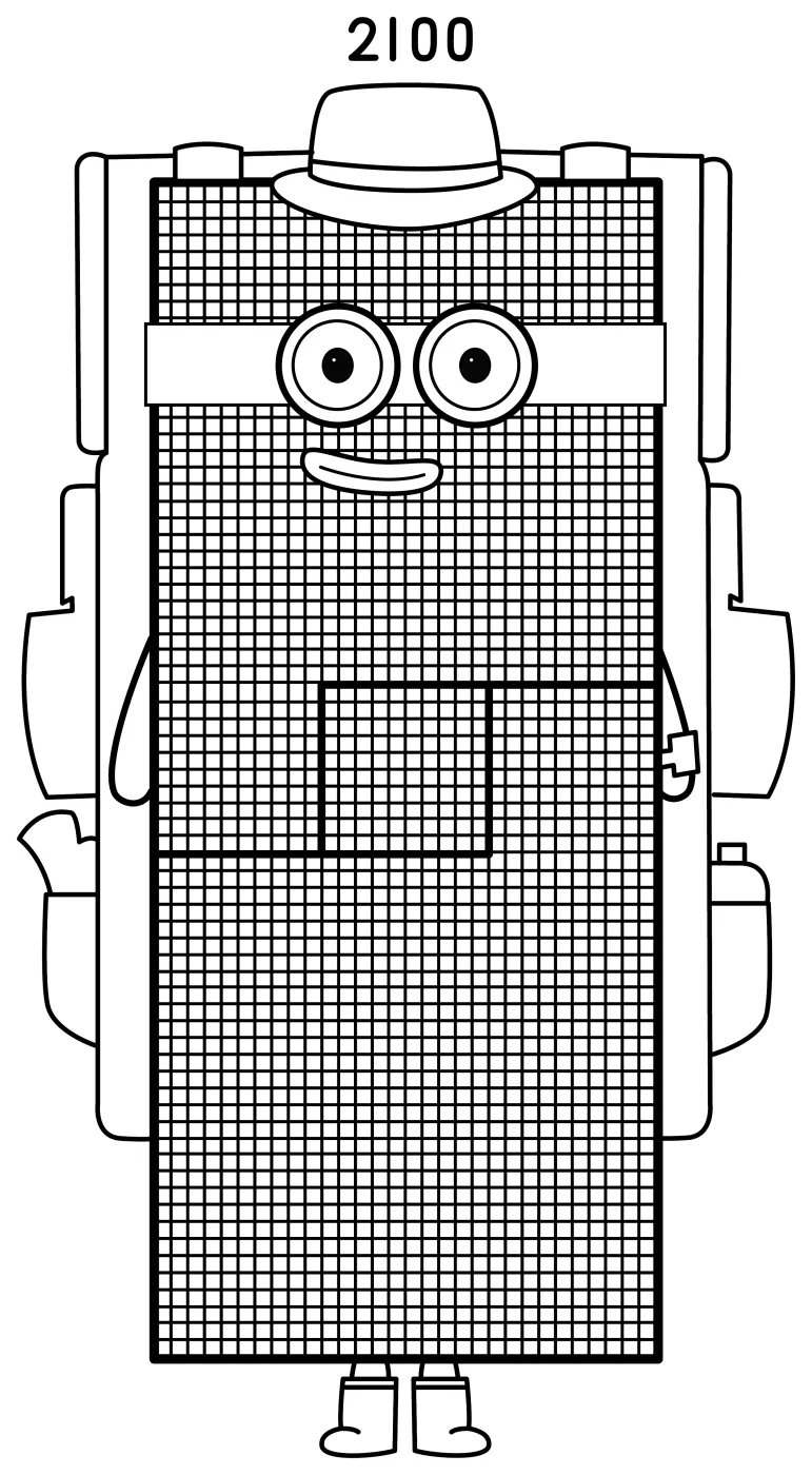Numberblock 2100 Teaching Place Value with a Friendly Face 🧠🔢 Coloring Page