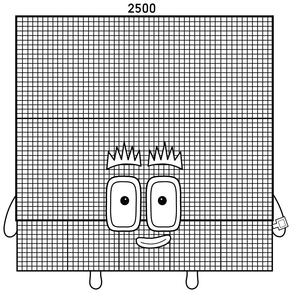 Numberblock 2500 - Math Learning with Friendly Number Character 🧑‍🏫🔢👑 Coloring Page