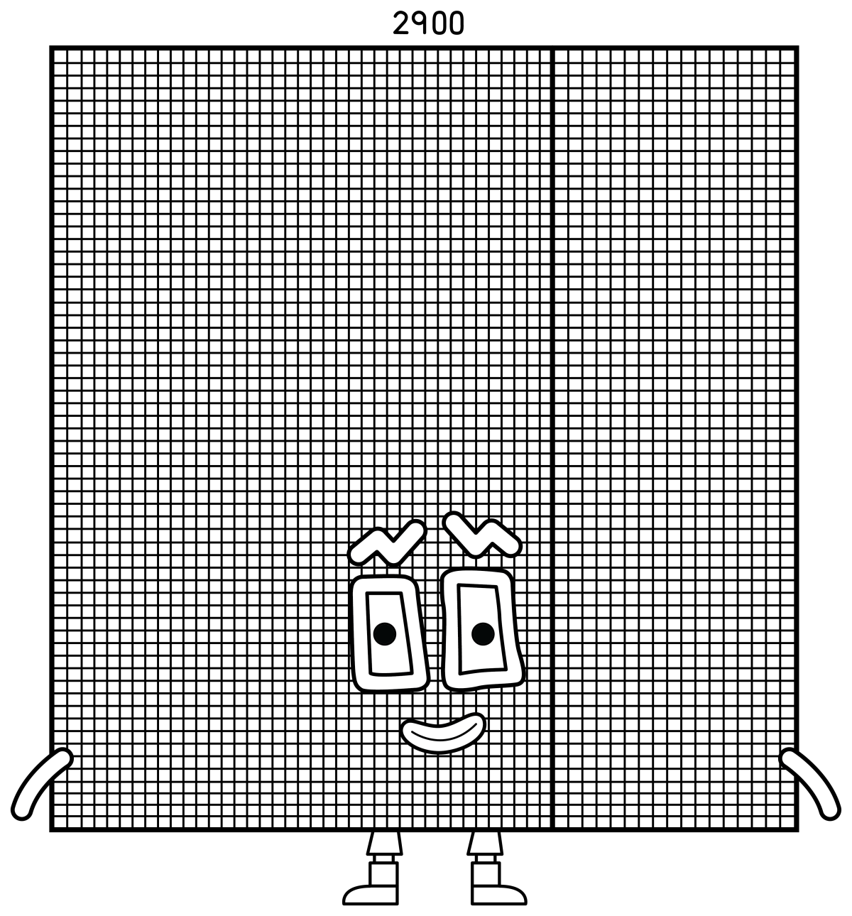 Numberblock 2900 with a Friendly Face and Split Design 🔢🧡 Coloring Page