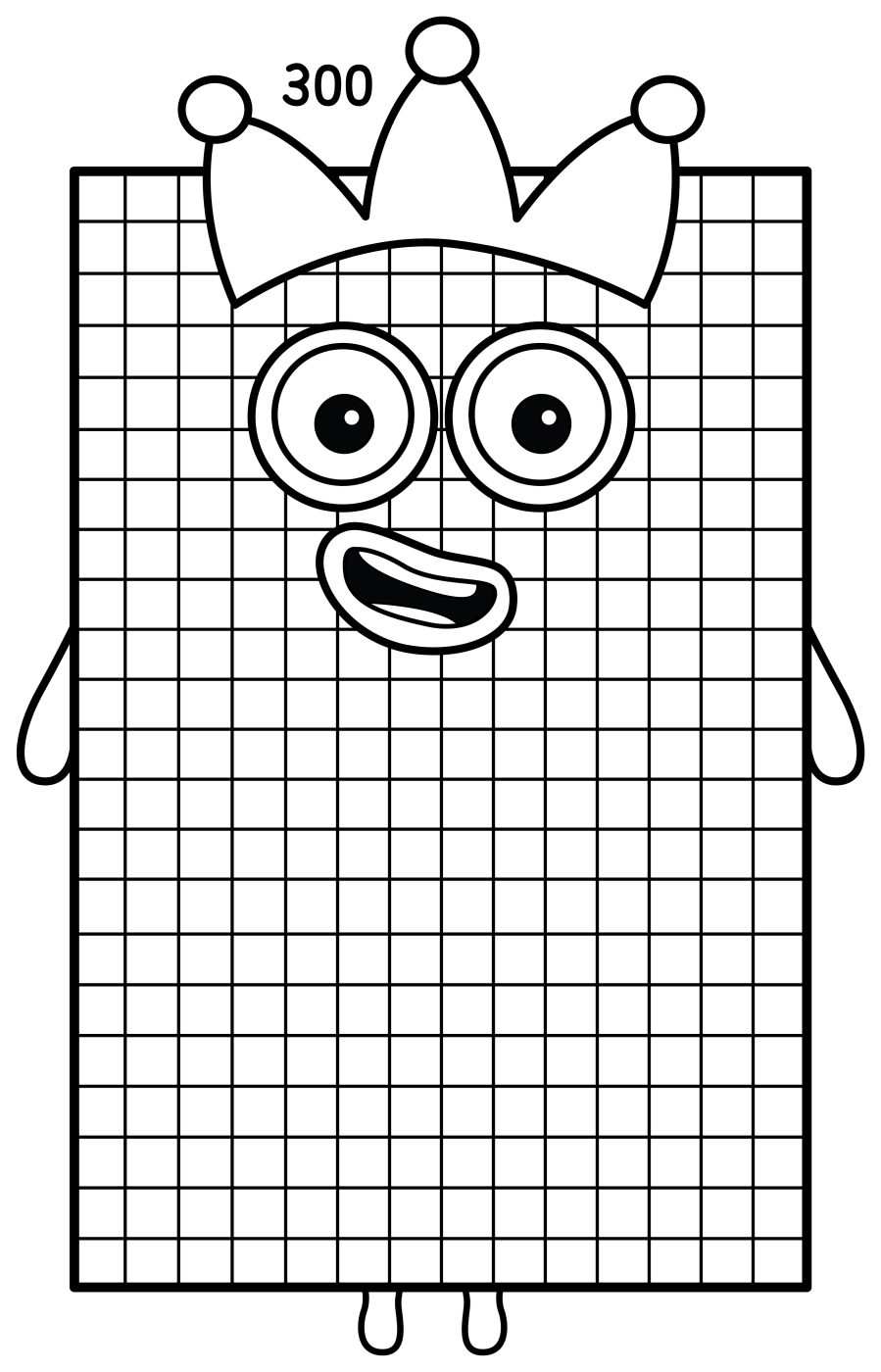 Numberblock 300 the friendly royal number king 👑🔢😊 Coloring Page