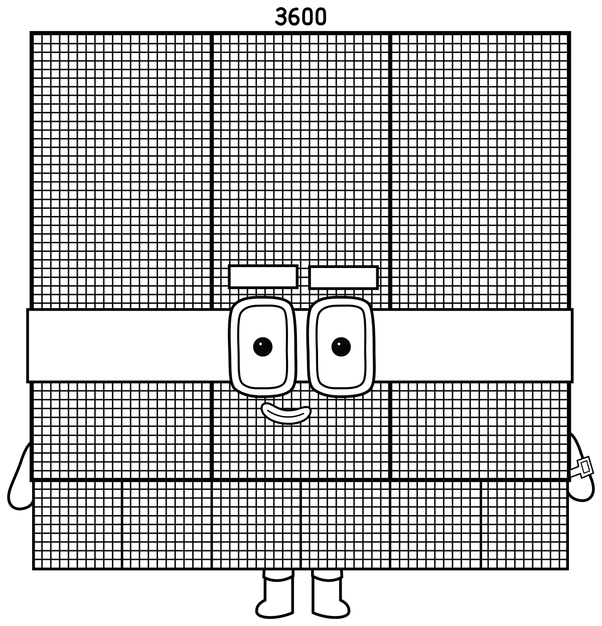 Numberblock 3600: Fun and Friendly Number Character 🔢🌈 Coloring Page