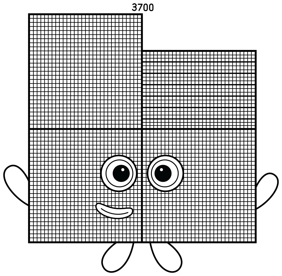 Numberblock 3700 with a Rainbow-Striped Rooftop Balcony 🏙️🌈💛 Coloring Page