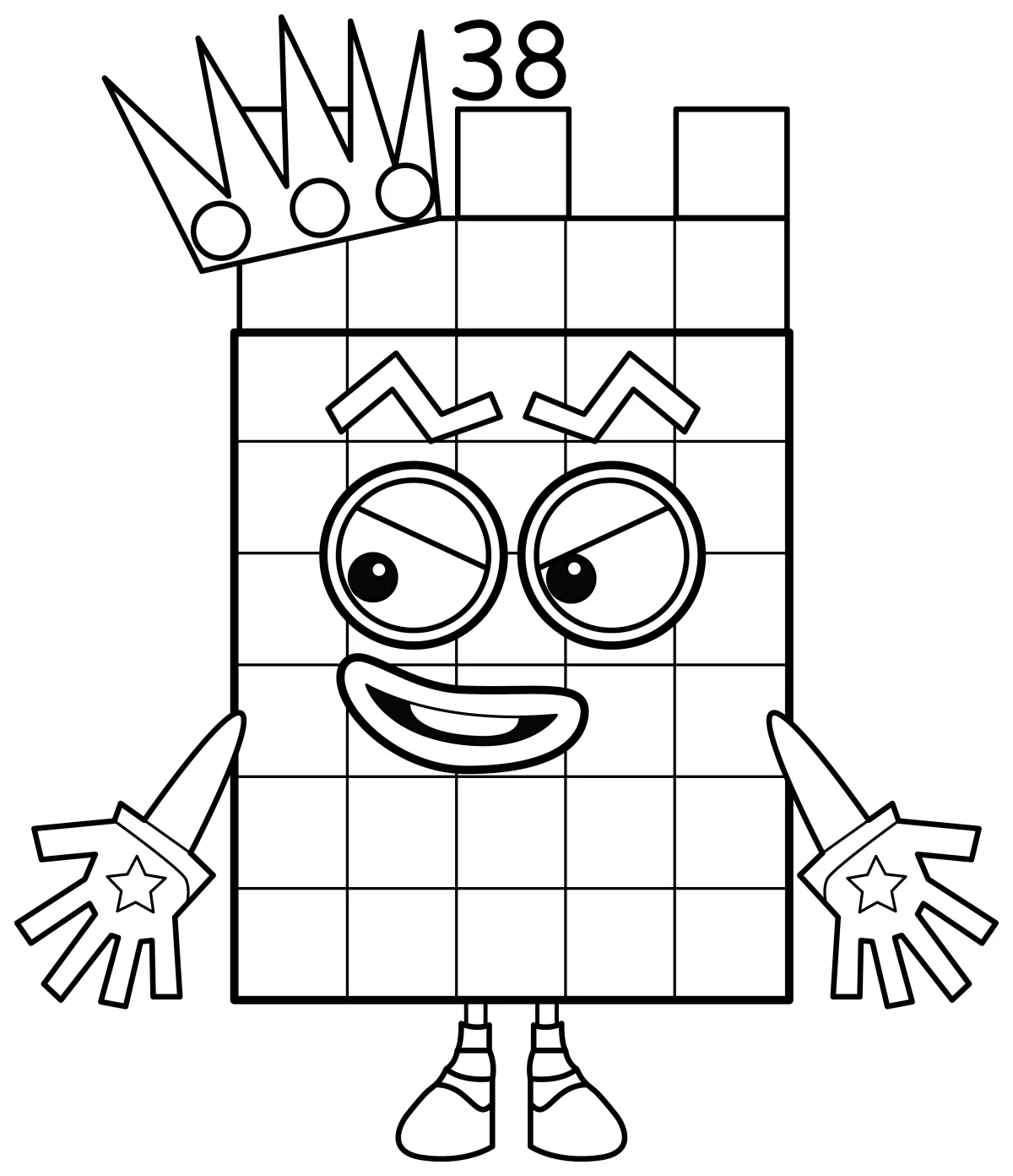 Numberblock 38: Regal and Mischievous Character 👑😈🔢 Coloring Page
