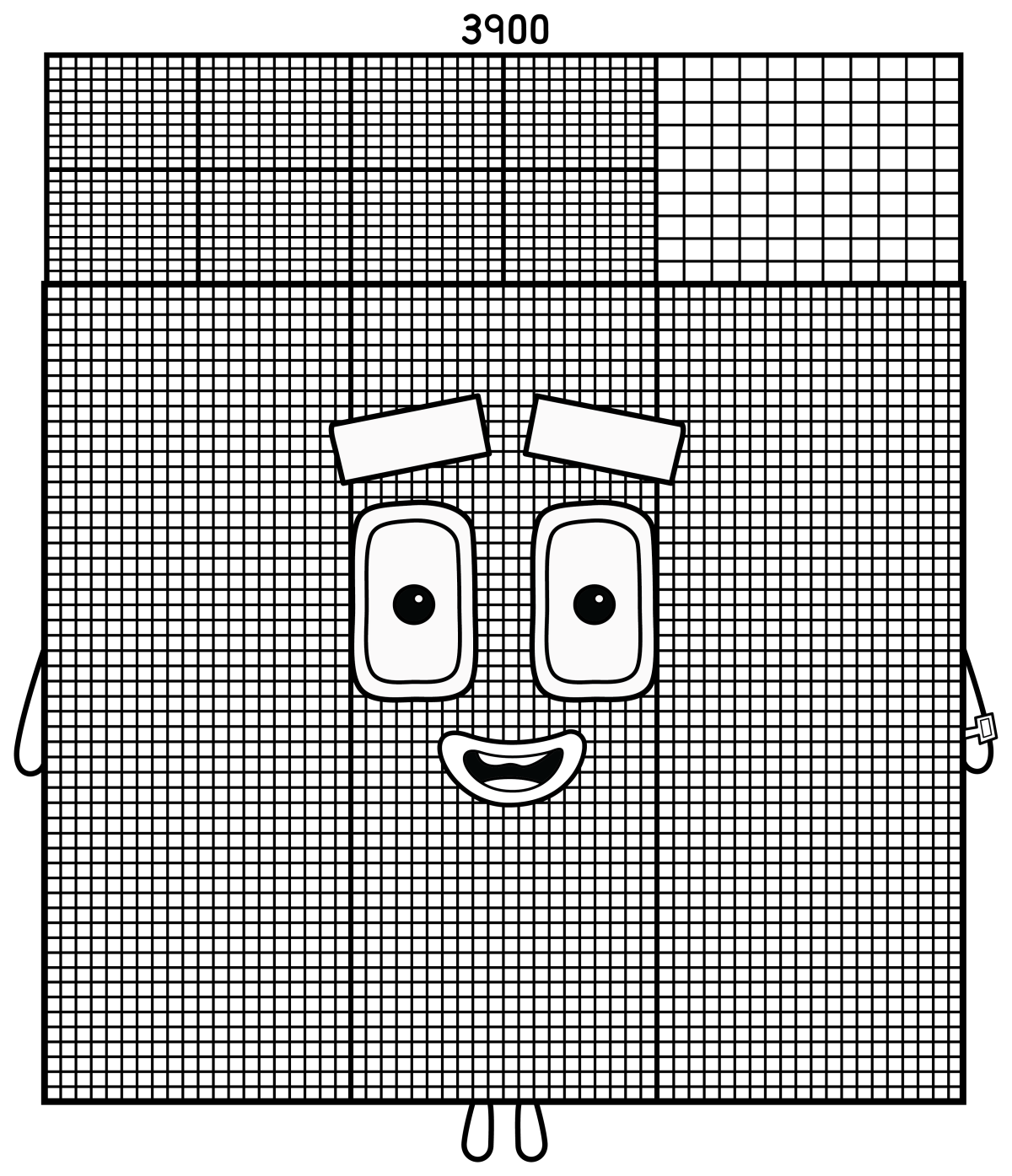 Numberblock 3900 with a Friendly Face and Bold Design 🔢😊 Coloring Page