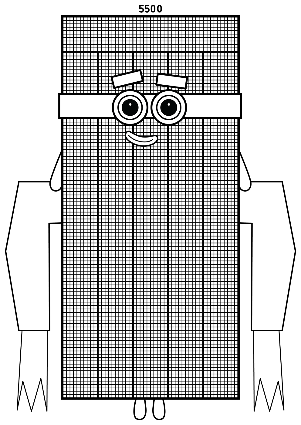 Numberblock 5500 Tall Tower Friend 🏗️🔢✨ Coloring Page