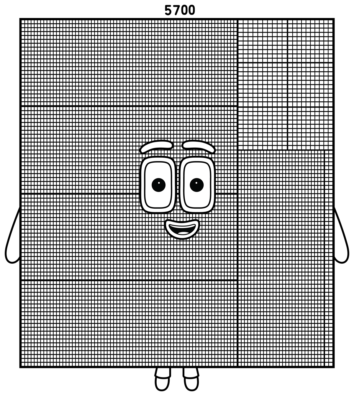 Numberblock 5700 the Rainbow Architect 🎨📏🔢 Coloring Page