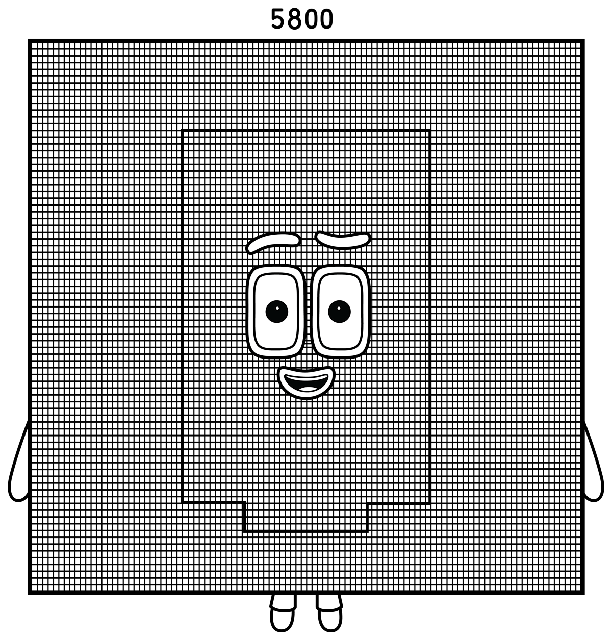Numberblock 5800 Geometric Giant 🟦🌸✨ Coloring Page
