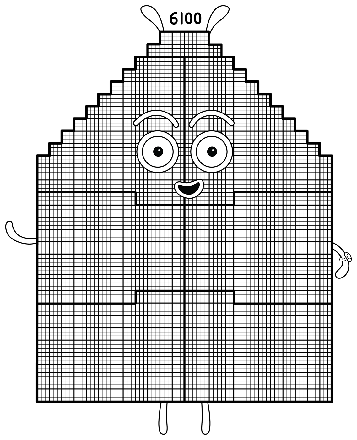 Numberblock 6100 Pyramid Explorer 🚀📐📡 Coloring Page
