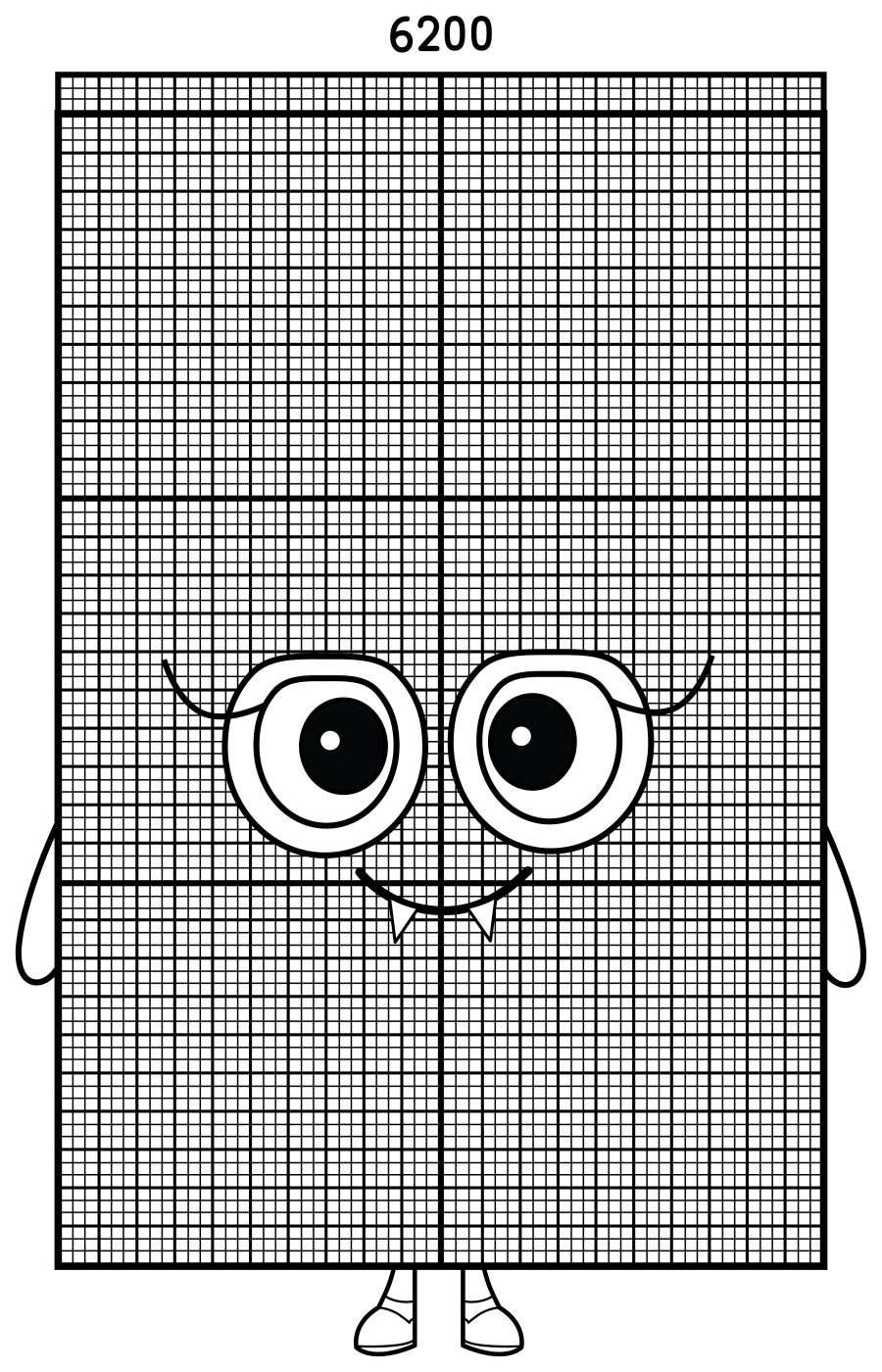 Numberblock 6200 Giant Grid Monster 🧱👹✨ Coloring Page