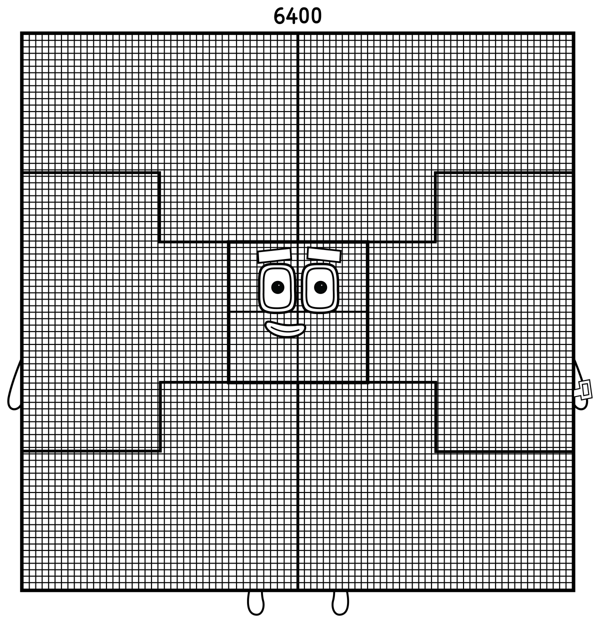 Numberblock 6400: The Giant Perfect Square 🔢🟦✨ Coloring Page