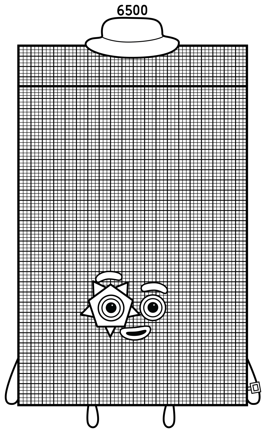Numberblock 6500 Star Explorer 🌟📐✨ Coloring Page