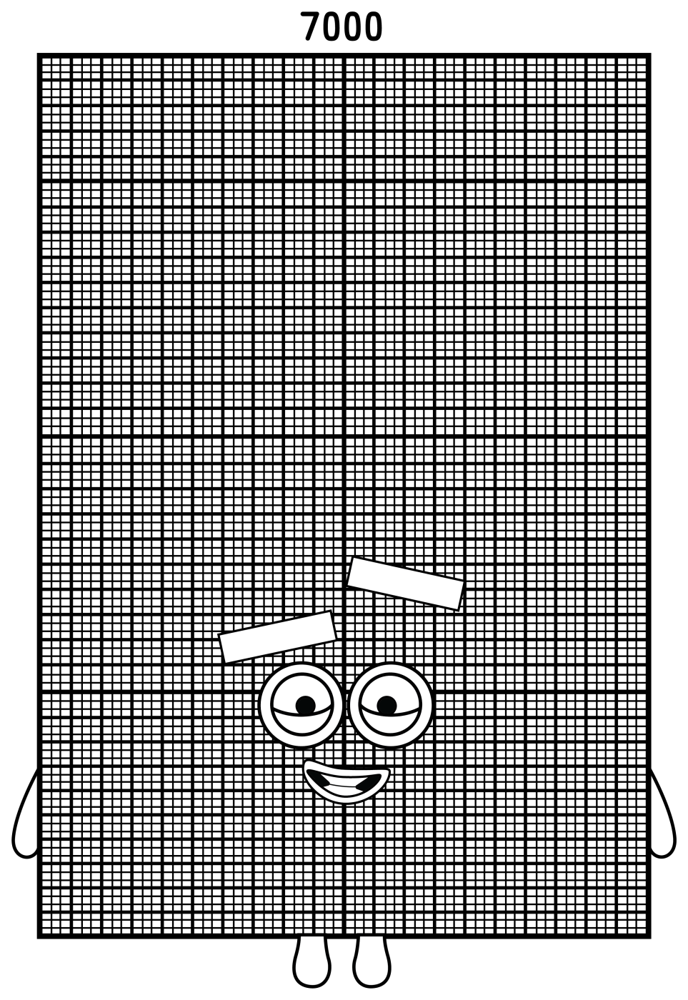 Numberblock 7000 Giant Math Friend 🔢✨🎓 Coloring Page