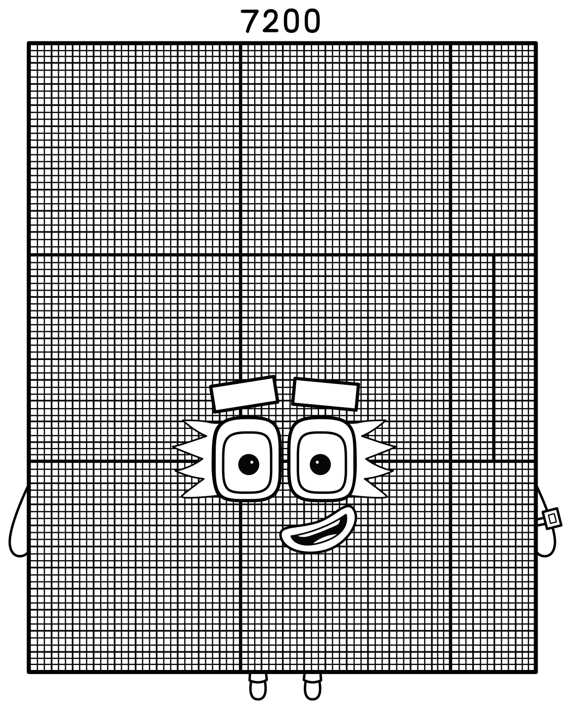 Numberblock 7200 Giant Math Character 🔢✨🌈 Coloring Page