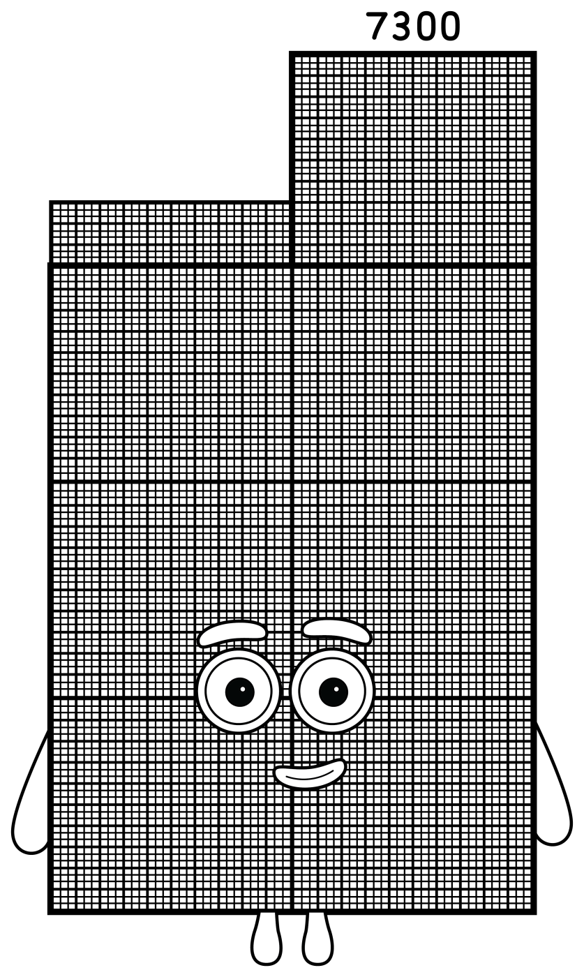 Numberblock 7300 Stepped Character 🔟✨🧱 Coloring Page