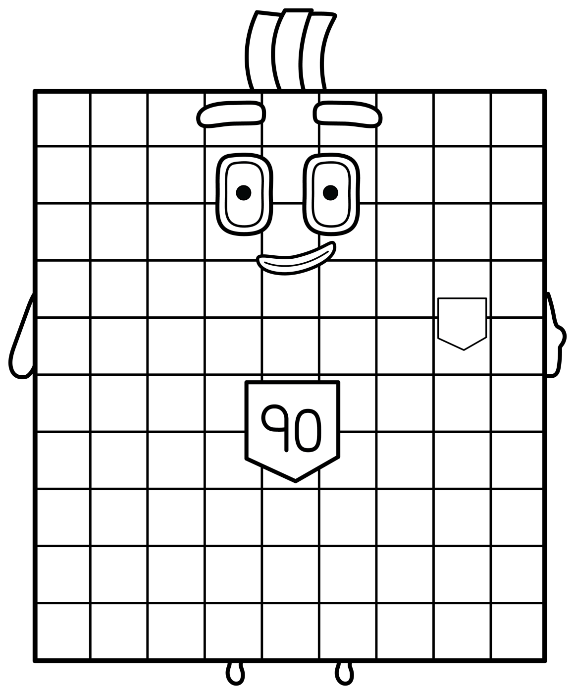 Numberblock 90 the Magical Gray Wizard with a Secret Pocket 🧙‍♂️🔢 Coloring Page