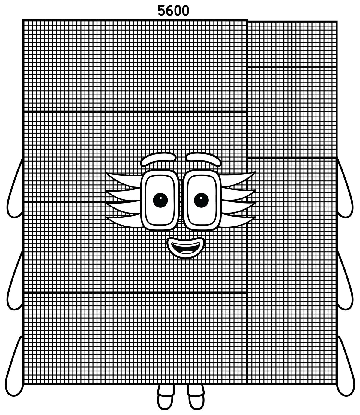 Numberblock 5600 Geometric Giant 🔢✨🏗️ Coloring Page