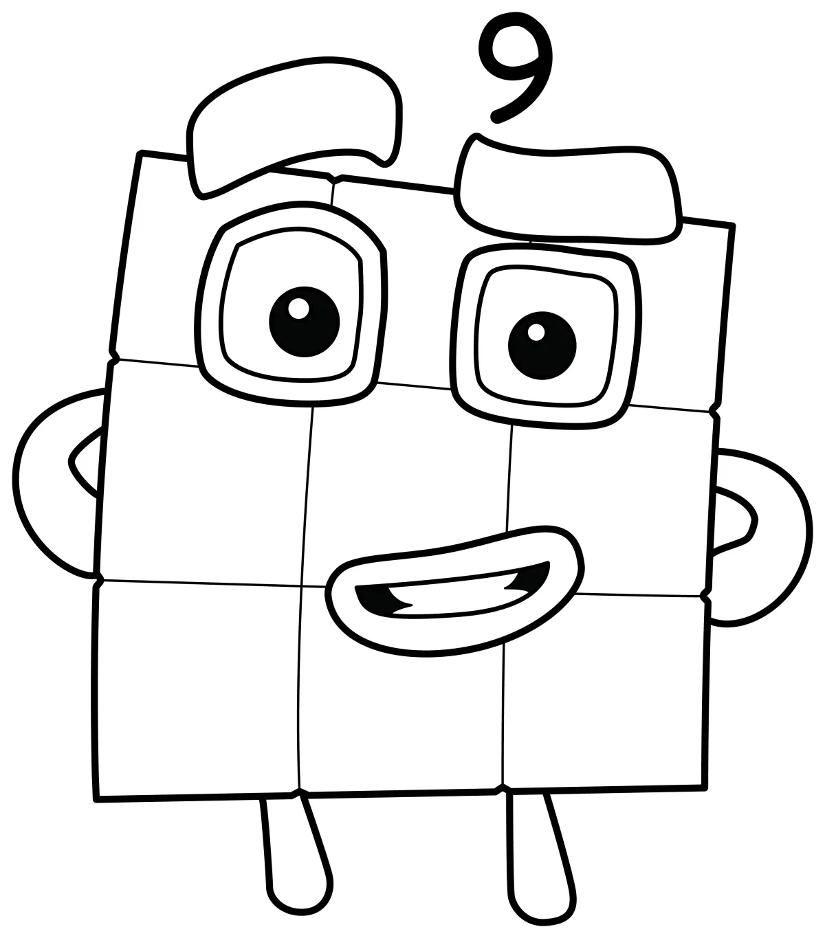 Numberblock Nine big grey 3x3 square Numberblock sneezing 🧩💨 Coloring Page