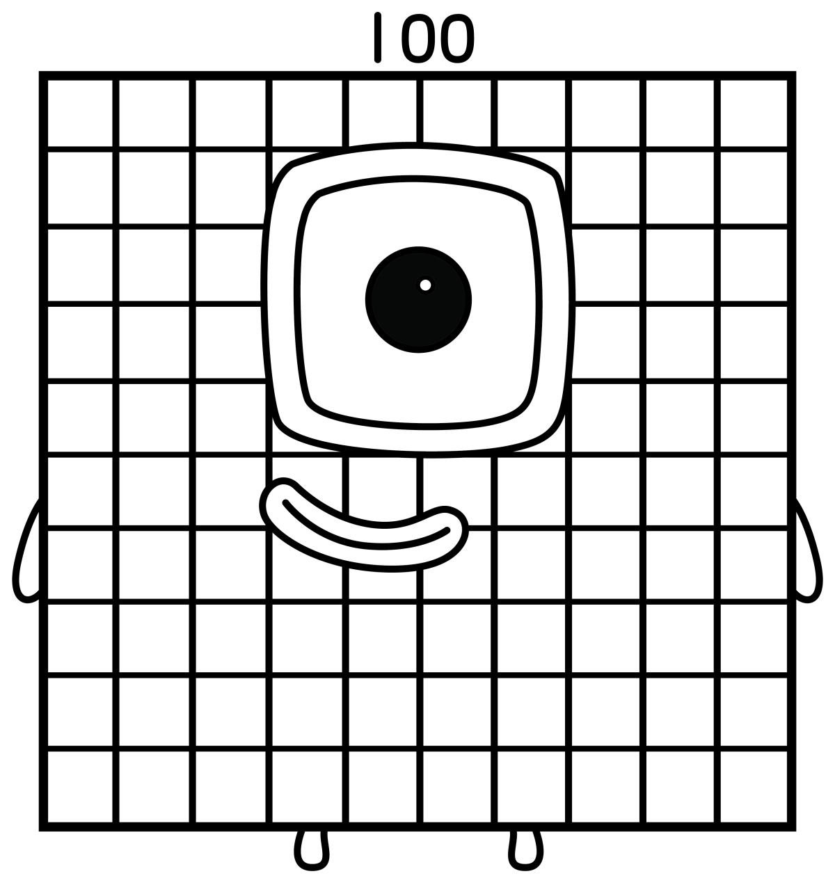 Numberblock One Hundred Big Square 💯🧮✨ Coloring Page