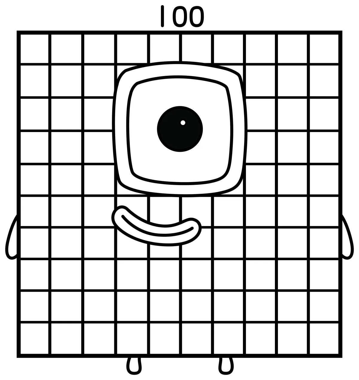 Numberblock One Hundred Big Square 💯🧮✨ Coloring Page