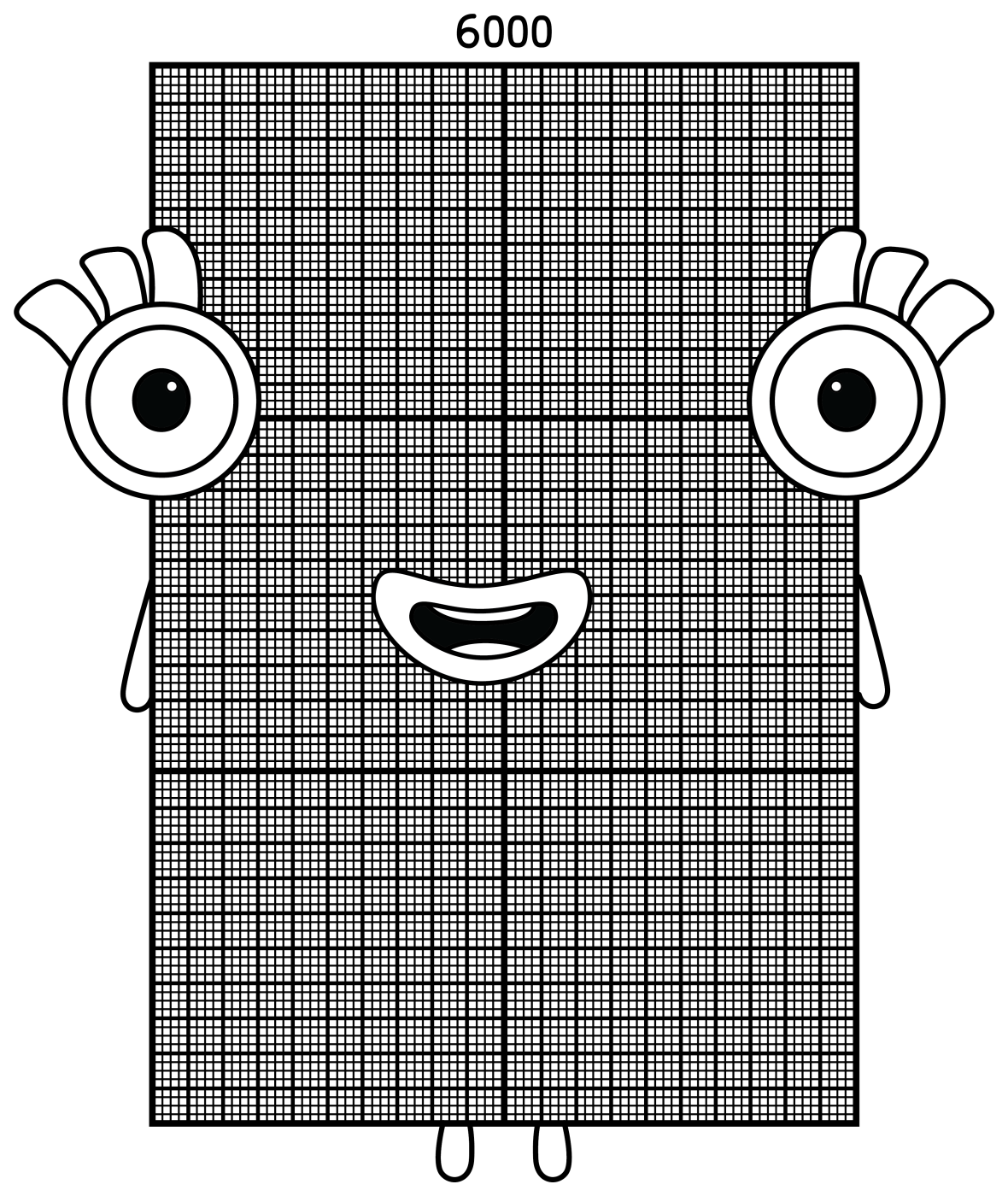Numberblock 6000 Mathematical Giant 🔢✨🤩 Coloring Page