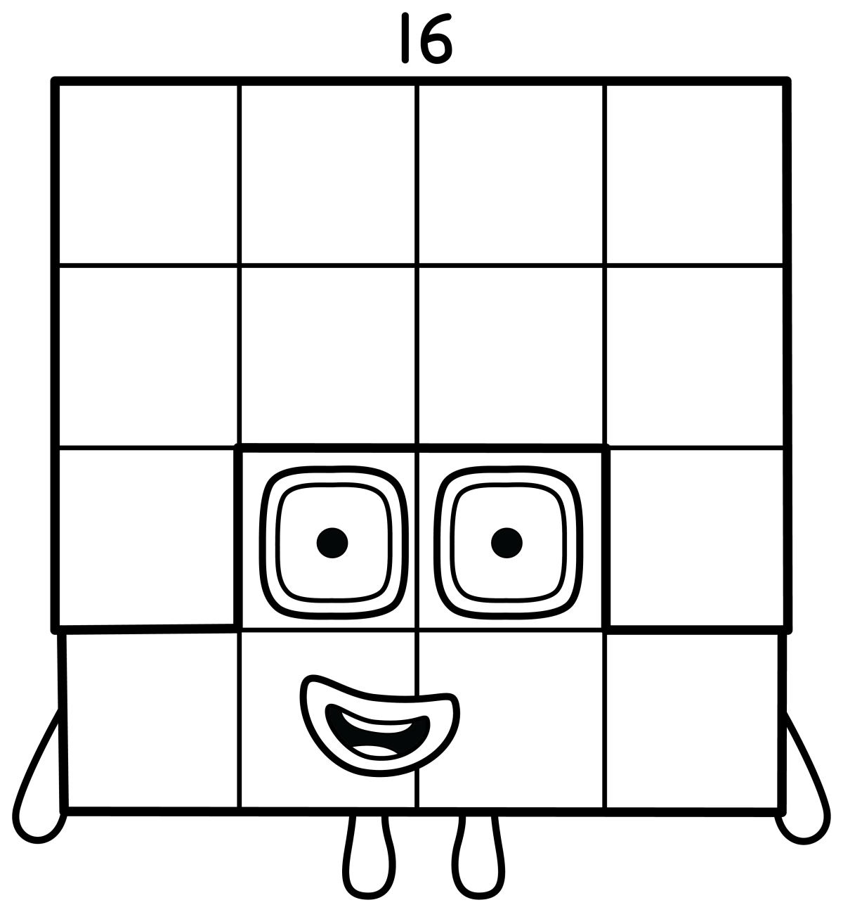 Numberblock Sixteen: The Party-Loving Square! 🎉🎈🎊 Coloring Page
