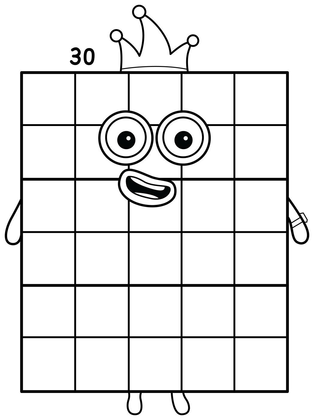 Numberblock Thirty: The Circus-Themed Numberblock with a Big Personality 🎪🎪🎪 Coloring Page