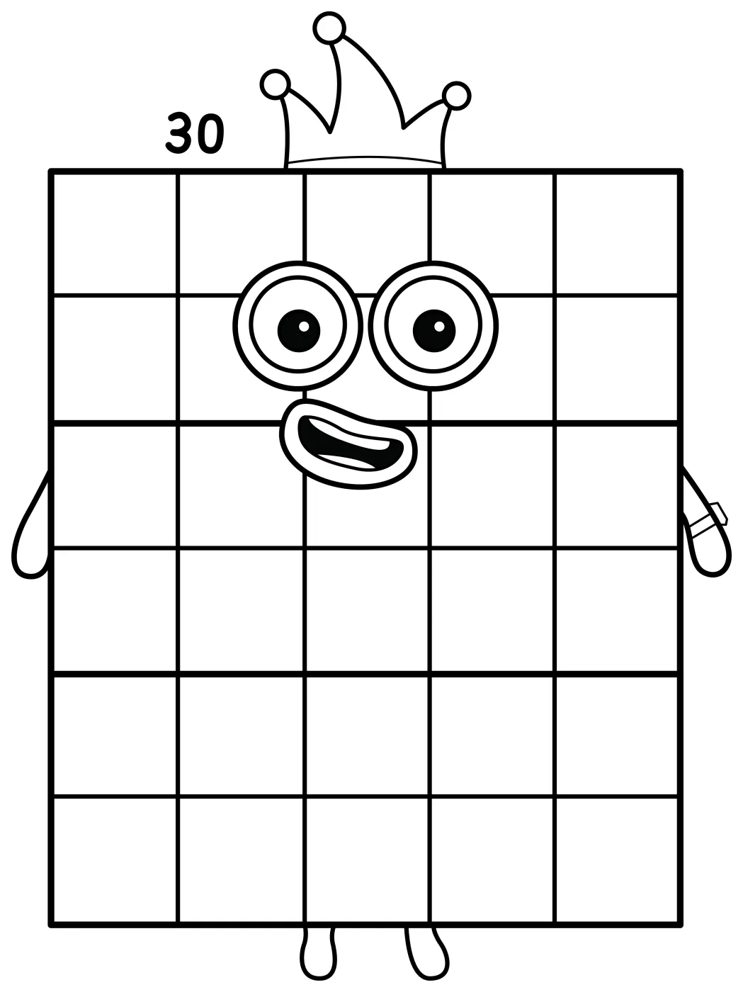 Numberblock Thirty: The Circus-Themed Numberblock with a Big Personality 🎪🎪🎪 Coloring Page
