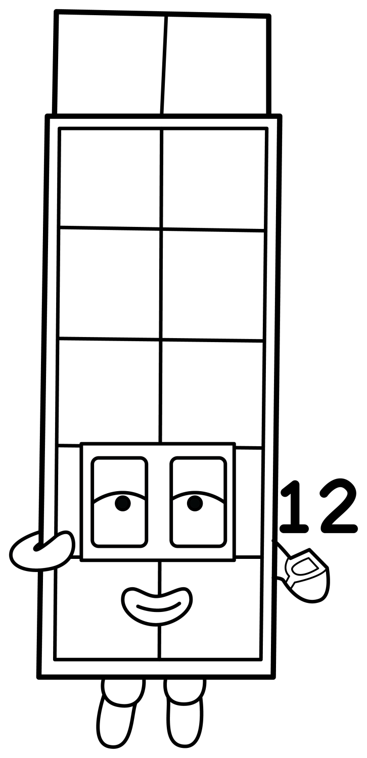 Numberblock Twelve, the Super Rectangle Organizer 🧩📐🌟 Coloring Page