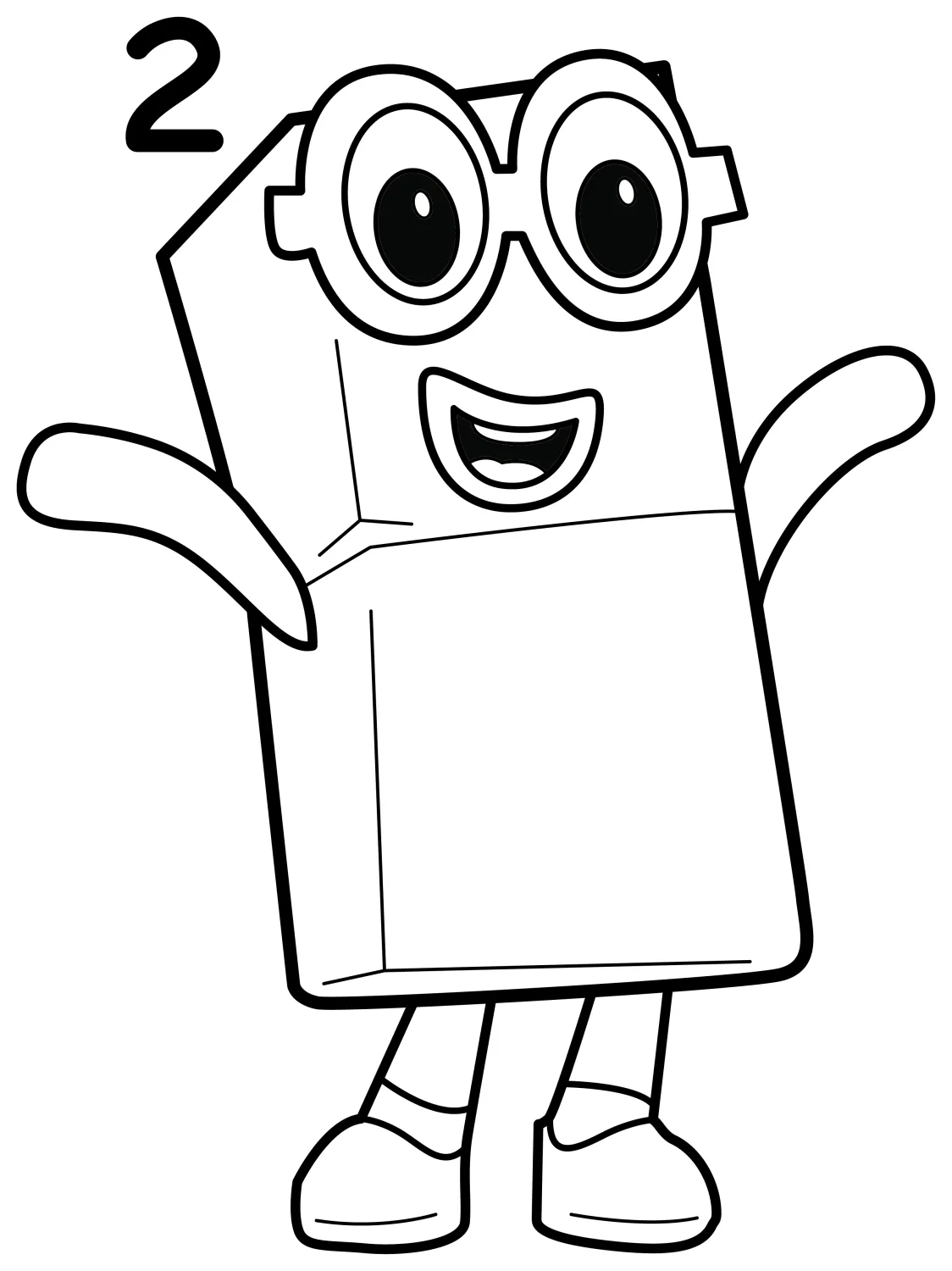 Numberblock Two is a cheerful number who loves pairs and dancing! 🎶💃 Coloring Page