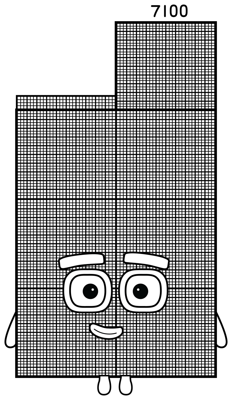 Numberblock 7100 Stepped Giant 🔢🌈✨ Coloring Page
