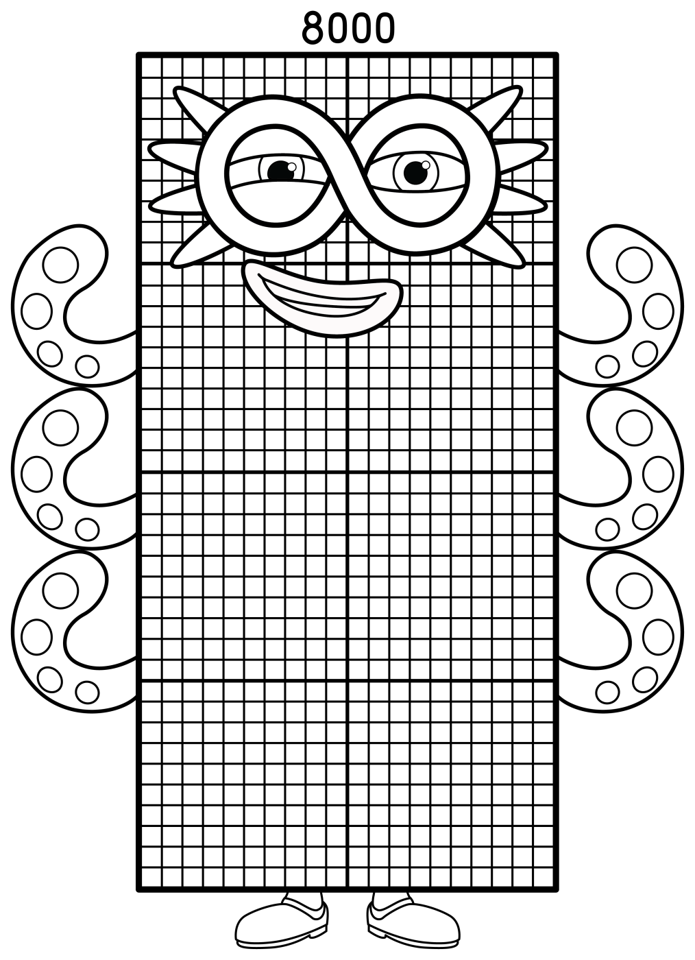 Numberblock Eight Thousand 🔢✨🧊 Coloring Page